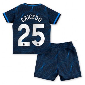 Chelsea Moises Caicedo #25 Gostujuci Dres za Dječji 2023-24 Kratak Rukavima (+ kratke hlače)